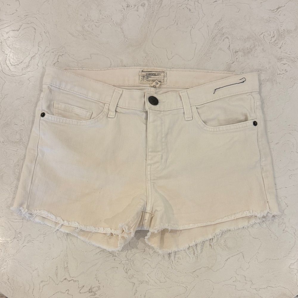 Current Elliott White Denim Frayed Hem Jean Shorts 30